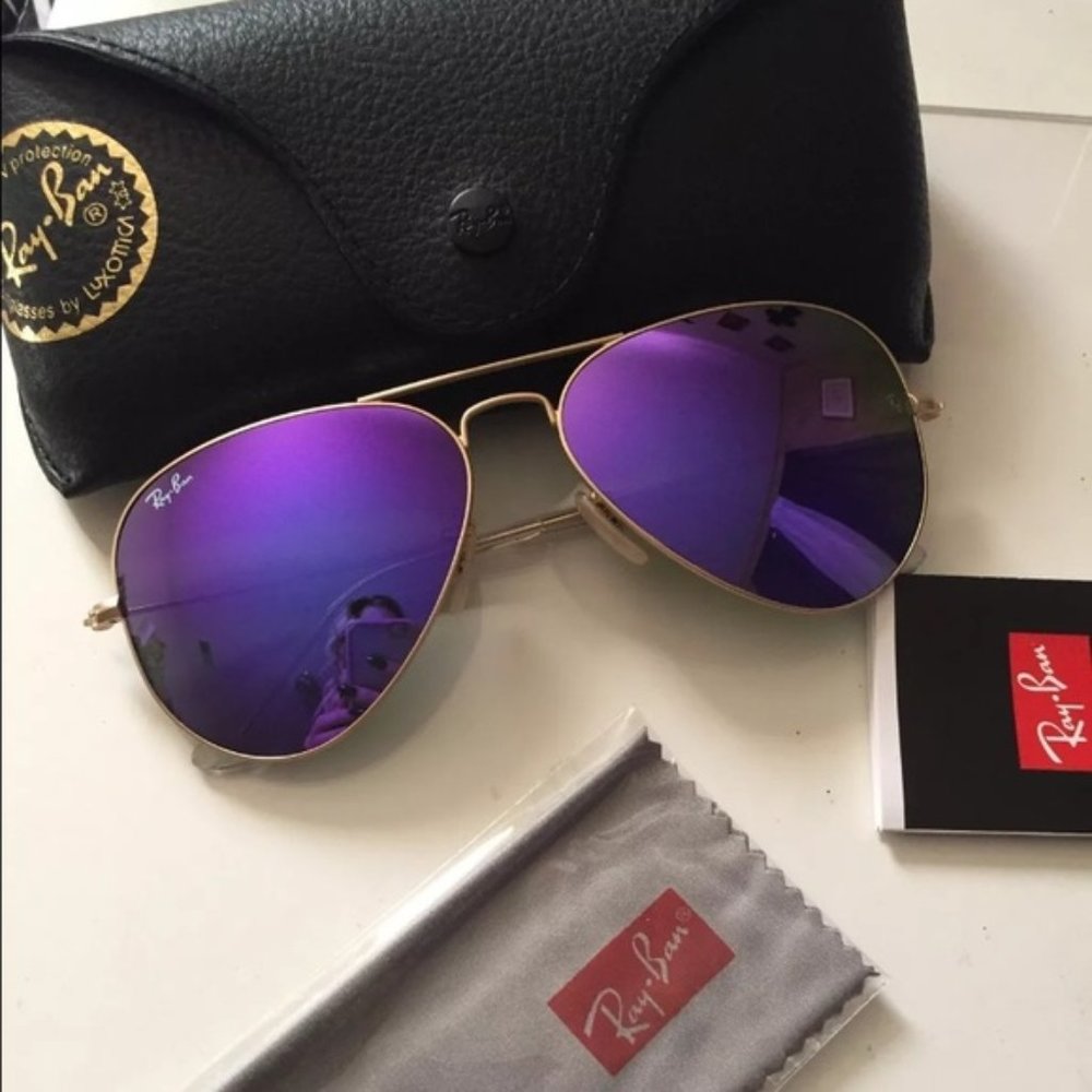 Rayban 3026  purple aviators sunglasses